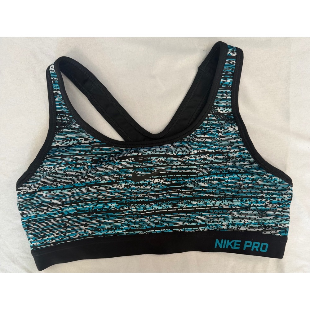 Nike Pro Dri-FIT Sports Bra Womens Medium Blue Space Dye Racerback Compression